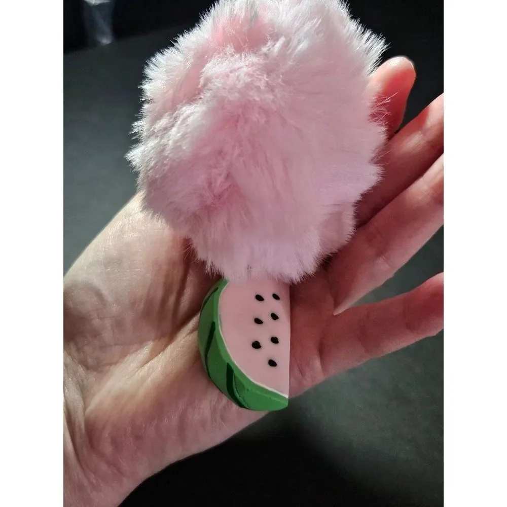 Pink puff and watermelon slice key fob